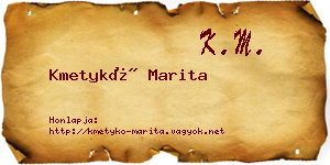 Kmetykó Marita névjegykártya
